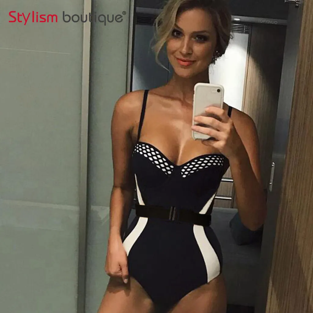 Patchwork One Piece Swimsuit Contrast Color Women's Swimming Suit Hollow Out Swimwear Sexy Bodysuit Push up Bathing Suit 2019
Patchwork One Piece Swimsuit Contrast Color Women's Swimming Suit Hollow Out Swimwear Sexy Bodysuit Push up Bathing Suit 2019