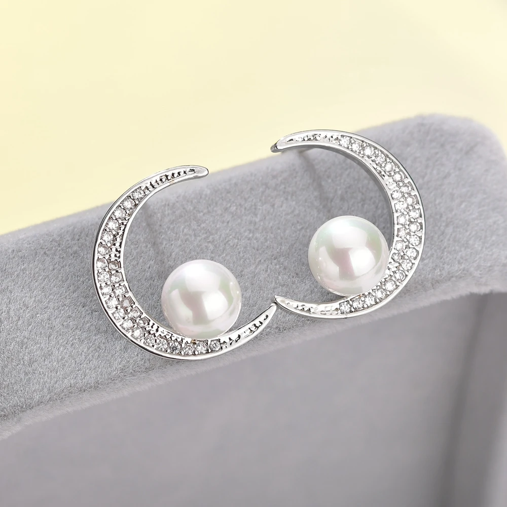 2019 Korean Fashion Silver Moon Crystal Earrings for Women with Freshwater Pearl Earring Wedding Party Jewelry
2019 Korean Fashion Silver Moon Crystal Earrings for Women with Freshwater Pearl Earring Wedding Party Jewelry
