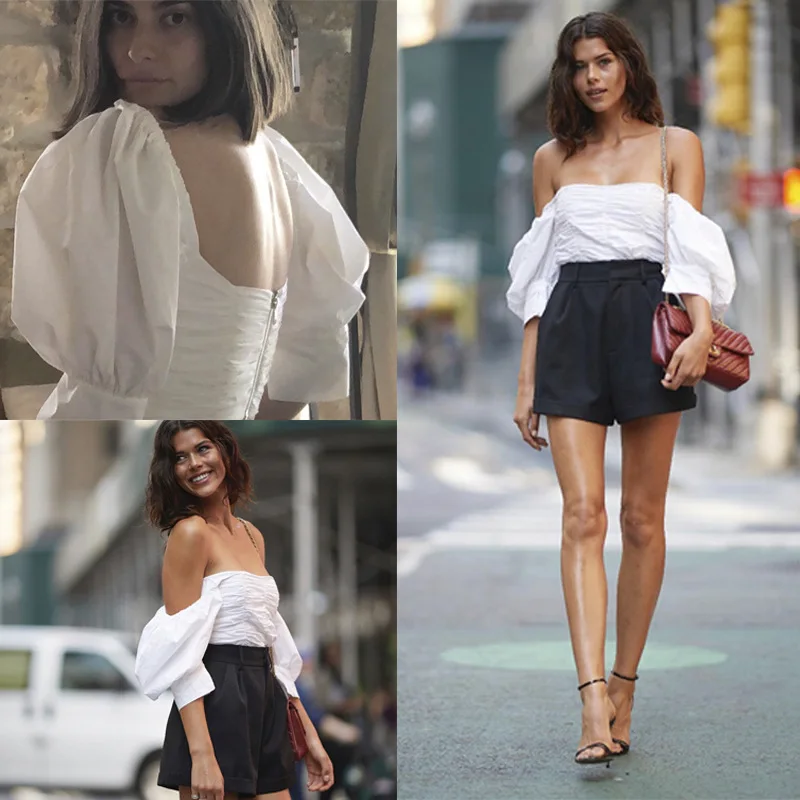 Off The Shoulder Tops For Women Puff Sleeve Backless Tshirt Lady White Black Low Cut Suqare Neck Mesh Crop Top Summer 2019 Woman
Off The Shoulder Tops For Women Puff Sleeve Backless Tshirt Lady White Black Low Cut Suqare Neck Mesh Crop Top Summer 2019 Woman