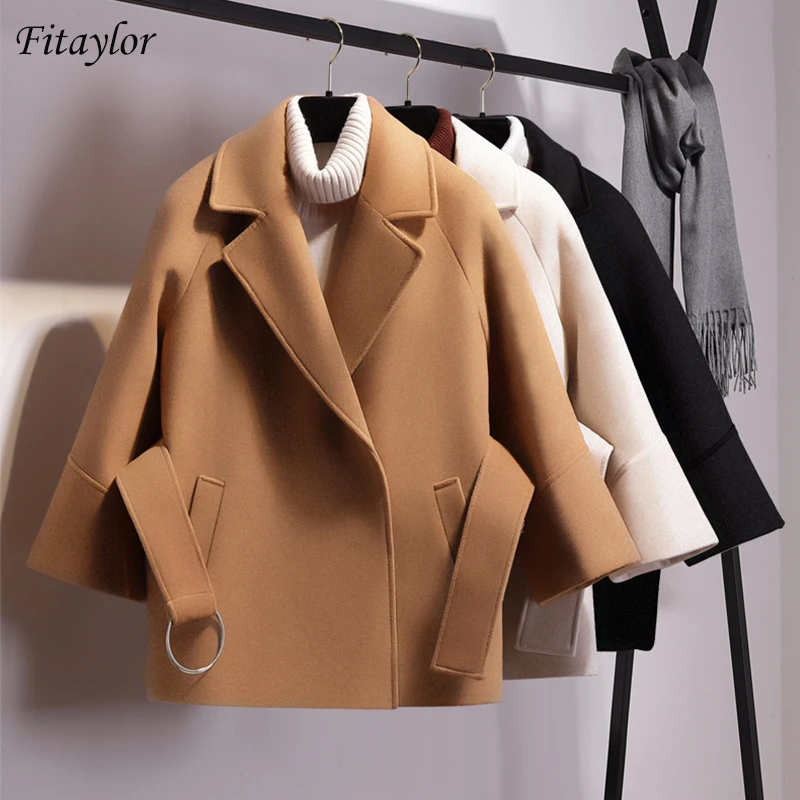 Fitaylor Women Loose Short Woolen Coat Spring Winter Female Cloak With Belt Woolen Jackets Elegant Black Camel Trench Outwear
Fitaylor Women Loose Short Woolen Coat Spring Winter Female Cloak With Belt Woolen Jackets Elegant Black Camel Trench Outwear