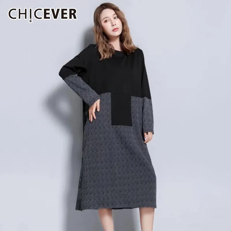 CHICEVER Autumn Dresses For Women O Neck Long Sleeve Hit Colors Loose Oversize Midi Dress Female Fashion Casual Clothes New 2019
CHICEVER Autumn Dresses For Women O Neck Long Sleeve Hit Colors Loose Oversize Midi Dress Female Fashion Casual Clothes New 2019