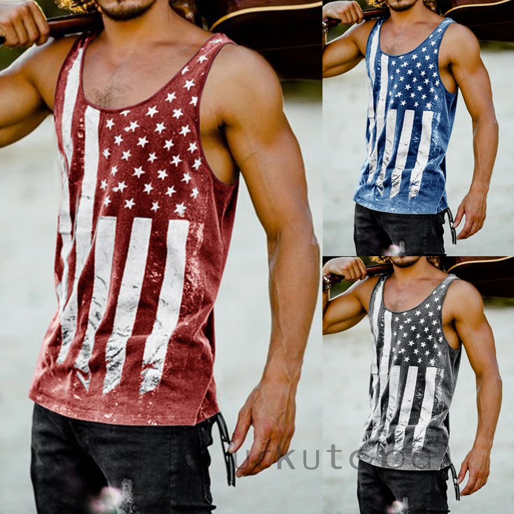 Summer Men Sleeveless Workout Tank Tops Casual American Flag Printed GYM Tops Holiday Beach Surfing Tank Tops
Summer Men Sleeveless Workout Tank Tops Casual American Flag Printed GYM Tops Holiday Beach Surfing Tank Tops