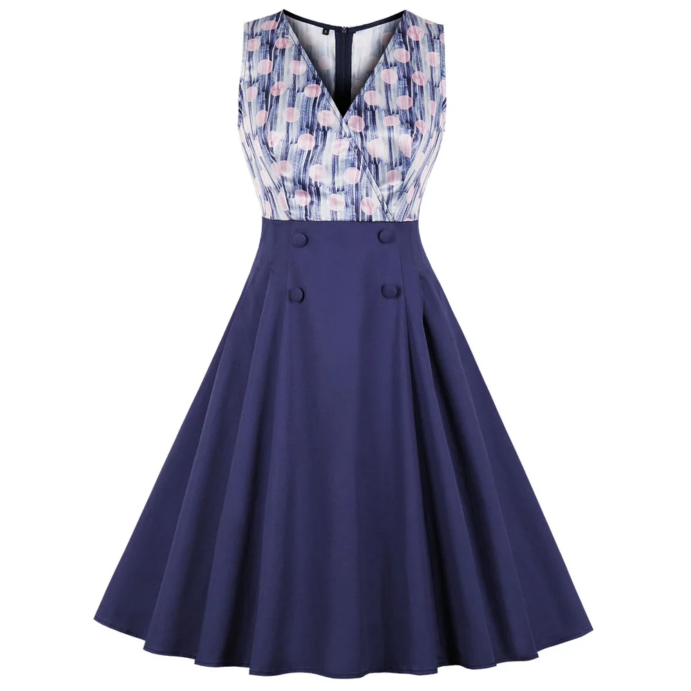 Joineles Sexy V Neck Summer Retro Women Dress Polka Patchwork Button Vintage Dress Rockabilly Swing Vestidos Robe Party Dress
Joineles Sexy V Neck Summer Retro Women Dress Polka Patchwork Button Vintage Dress Rockabilly Swing Vestidos Robe Party Dress