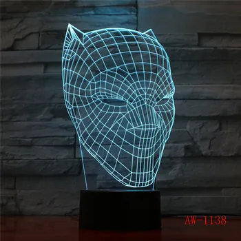 Night Light Cool Black Panther Marvel Hero 3D LED RGB 7 Color Change Desk Lamp USB for Child Kids Boy Gift Home Decor AW-1138
Night Light Cool Black Panther Marvel Hero 3D LED RGB 7 Color Change Desk Lamp USB for Child Kids Boy Gift Home Decor AW-1138