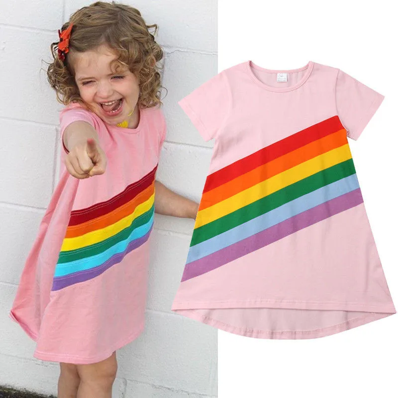 Toddler Kids Girl Rainbow Stripes Cotton Short Sleeve Princess Dress Casual Girl Clothes Dresses
Toddler Kids Girl Rainbow Stripes Cotton Short Sleeve Princess Dress Casual Girl Clothes Dresses