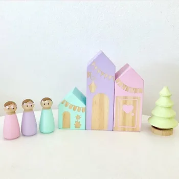 New Style Home Decoration Accessories Wooden House Three-piece Building Blocks Ornaments Photography Kid Room Furnishings Props
New Style Home Decoration Accessories Wooden House Three-piece Building Blocks Ornaments Photography Kid Room Furnishings Props