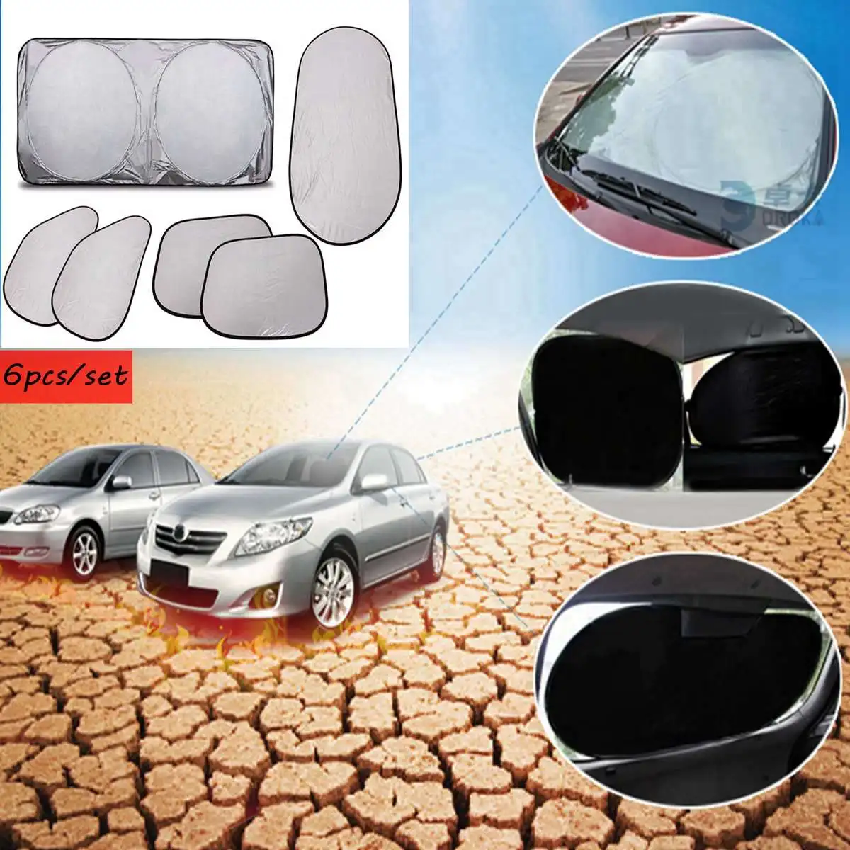 car curtains 6PCS Silver Reflective Car Windshield Window UV Sunshade Sun Visor Cover Foldable Car Sunshield Sunscreen Curtain
car curtains 6PCS Silver Reflective Car Windshield Window UV Sunshade Sun Visor Cover Foldable Car Sunshield Sunscreen Curtain