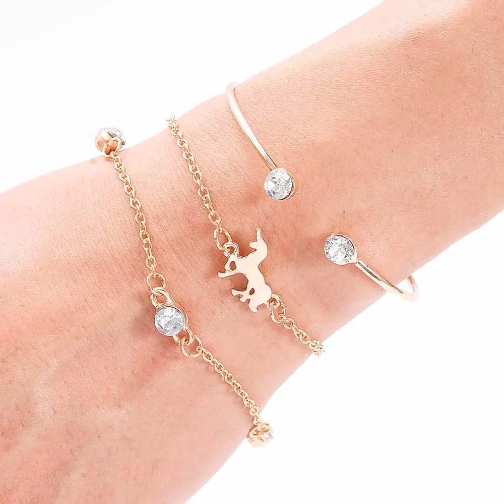 JRYFAC 3 Pcs/Set Bracelet Bangles for Women Zircon Alloy Chain with Simple Unicorn Pendant Crystle Beads head Bracelet Gift
JRYFAC 3 Pcs/Set Bracelet Bangles for Women Zircon Alloy Chain with Simple Unicorn Pendant Crystle Beads head Bracelet Gift