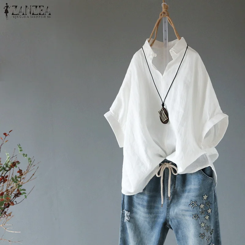 Top Fashion ZANZEA 2019 Women Solid Blouse Summer Work OL Cotton Linen Blusas Casual Lapel Short Sleeve Loose Chic Shirt Female
Top Fashion ZANZEA 2019 Women Solid Blouse Summer Work OL Cotton Linen Blusas Casual Lapel Short Sleeve Loose Chic Shirt Female