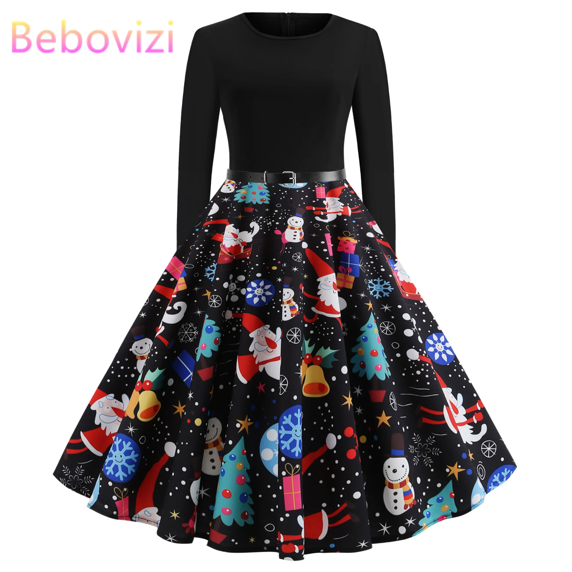 Women Elegant Christmas Dress Long Sleeve Print Vintage Belt Party Dress Floral Black Autumn Winter Bodycon Dresses Vestidos
Women Elegant Christmas Dress Long Sleeve Print Vintage Belt Party Dress Floral Black Autumn Winter Bodycon Dresses Vestidos
