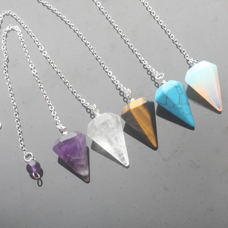 14X22MM Small Size Amethysts Lapis Opal Clear Crystal Stone Cone Chain Dowsing Healing Chakra Hexagon Pendulum With Chain 1PC
14X22MM Small Size Amethysts Lapis Opal Clear Crystal Stone Cone Chain Dowsing Healing Chakra Hexagon Pendulum With Chain 1PC
