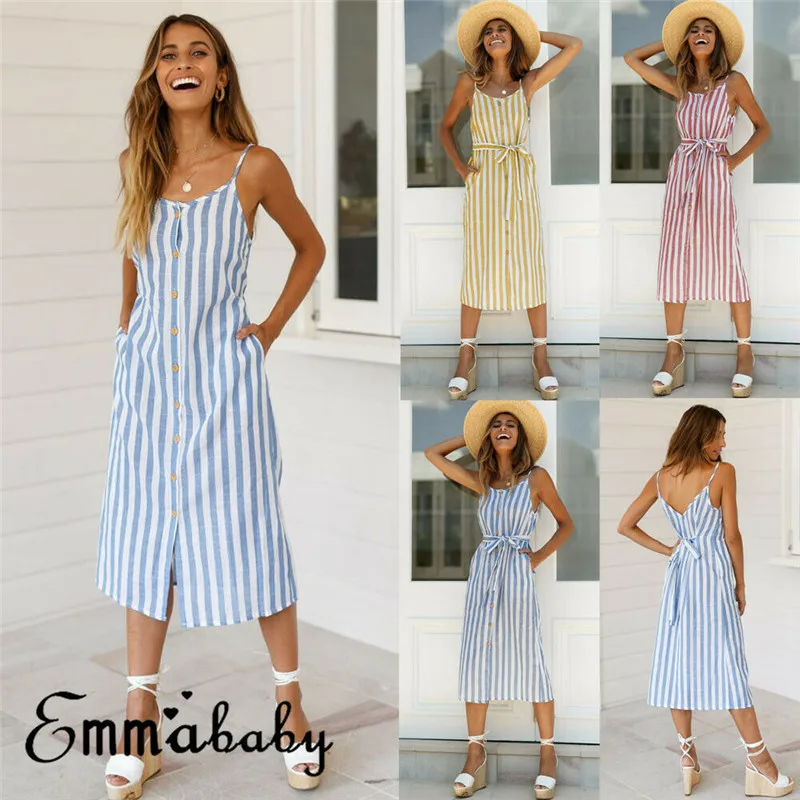 Fashion Casual Loose Striped Women's Summer Boho Ladies Long Sleeveless Party Cocktail Beach Dress Sundress Pullover Clothes
Fashion Casual Loose Striped Women's Summer Boho Ladies Long Sleeveless Party Cocktail Beach Dress Sundress Pullover Clothes