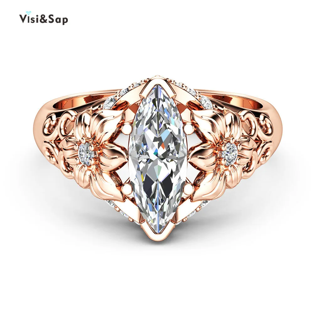Visisap Hollow Luxurious Flower Rings for Women Horse Eye Clear Zircon Rose Gold Color Fashion Accessories Dropshipping B2178
Visisap Hollow Luxurious Flower Rings for Women Horse Eye Clear Zircon Rose Gold Color Fashion Accessories Dropshipping B2178