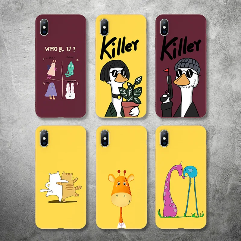 Фото Чехол GTWIN для iPhone 11 Pro Max 6 6s 7 8 Plus X XR XS 5 5S SE милый мультяшный убийца жираф кот мягкий