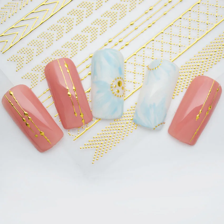 1PCS 3D Nail Art Sticker Gold Geometric Pattern Nail Decals Adhesive Stripes Wave Line Manicure Nail Art Decoration 4SZJT3057
1PCS 3D Nail Art Sticker Gold Geometric Pattern Nail Decals Adhesive Stripes Wave Line Manicure Nail Art Decoration 4SZJT3057