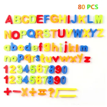 

80PCS/Set s Colorful Alphabet Numbers Math Symbols Montessori Materials Educational Toys Magnets for Fridge Refrigerator