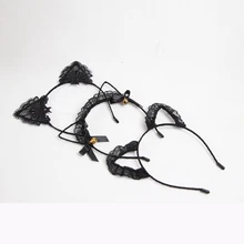 2019 Mulheres Meninas Orelhas de Gato Headbands Headwear Rendas Pérola Liga Strass Hairband Headband Cabelo Hoop Partido Pageant Prom Nova Venda(China)