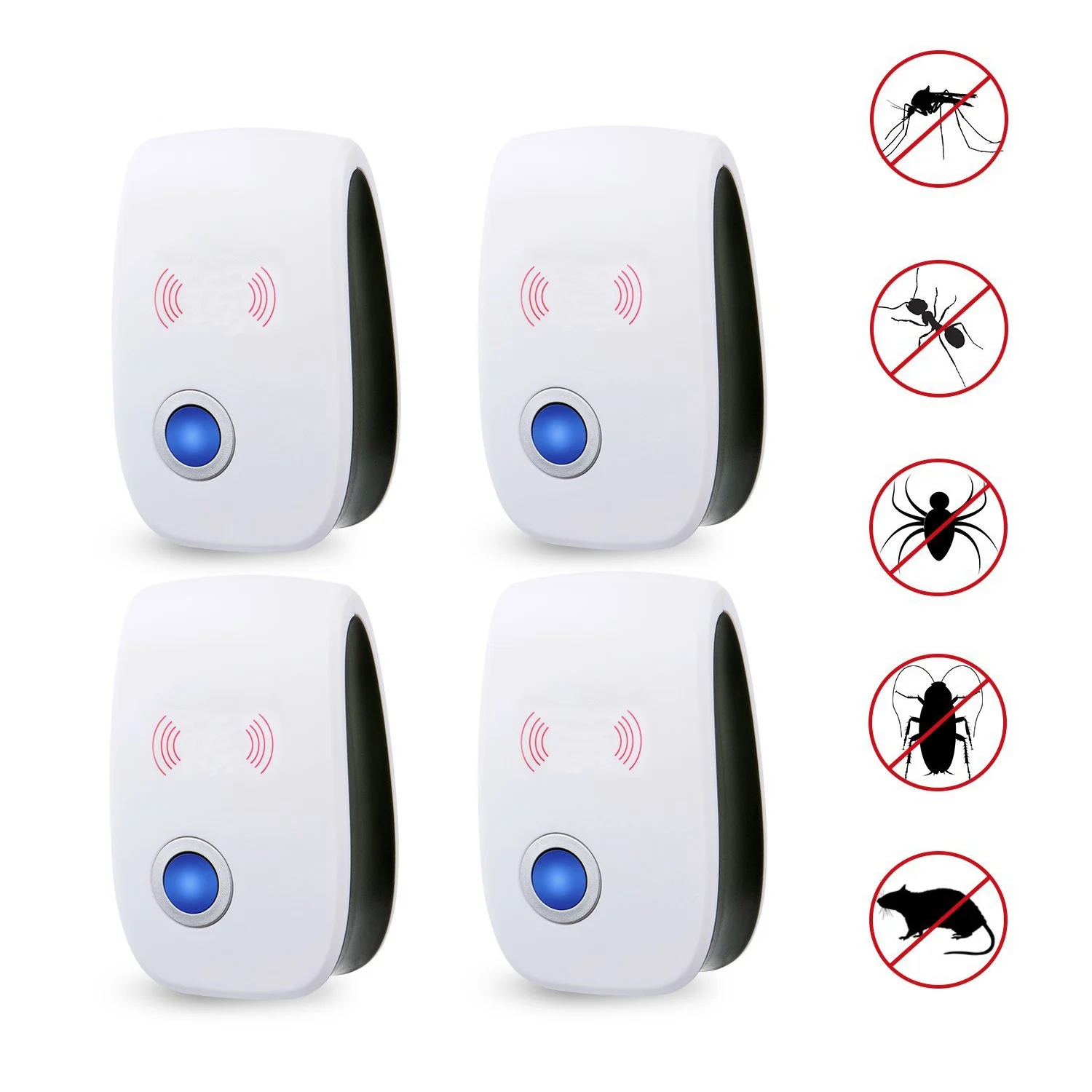 

4 Pack Ultrasonic Pest Repeller for Insects, Mosquitoes, Mice, Spiders, Ant, Rats, Roaches, Bugs/Non-toxic, Extremely Safe for
