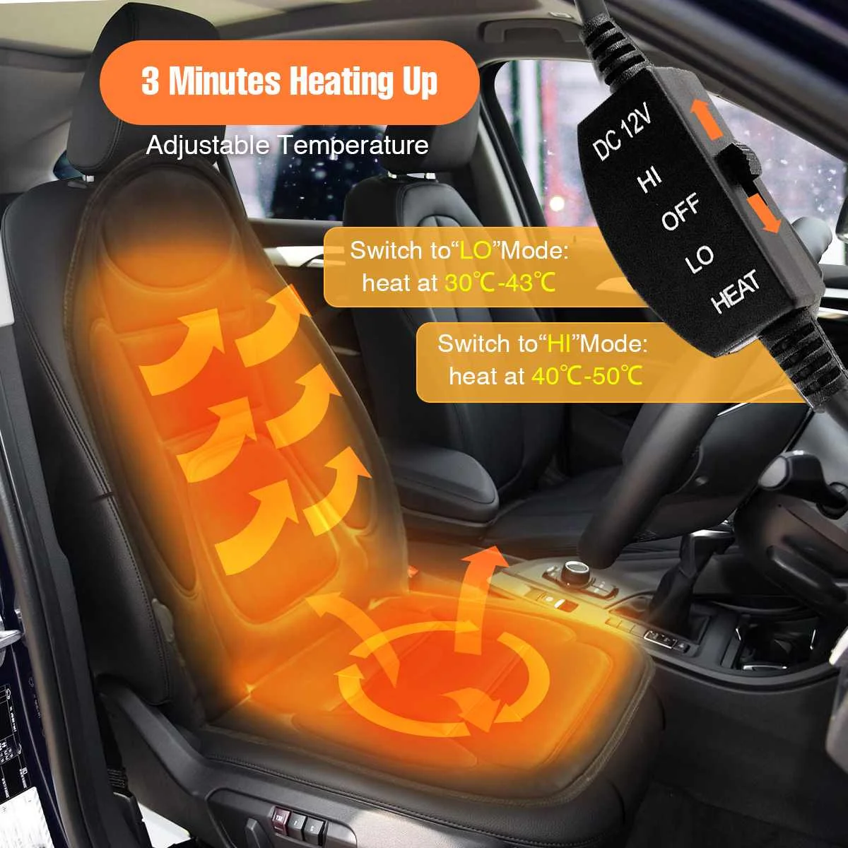 Universal Black 12V Electric Heated Car Front Seat Cushion Cover Heater Warmer Winter Thermostat Household Cushion
Universal Black 12V Electric Heated Car Front Seat Cushion Cover Heater Warmer Winter Thermostat Household Cushion