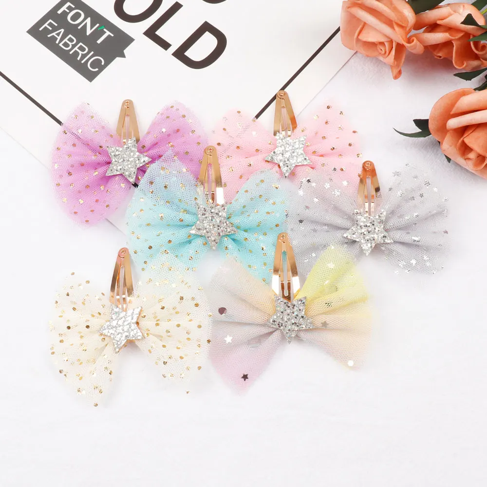 2 Pcs/lot Girls Hair Bows BB Clips Net Yarn Bow Glitter Star Princess Hair Barrettes Hairpins Korean Hairgrips Hair Accessories
2 Pcs/lot Girls Hair Bows BB Clips Net Yarn Bow Glitter Star Princess Hair Barrettes Hairpins Korean Hairgrips Hair Accessories