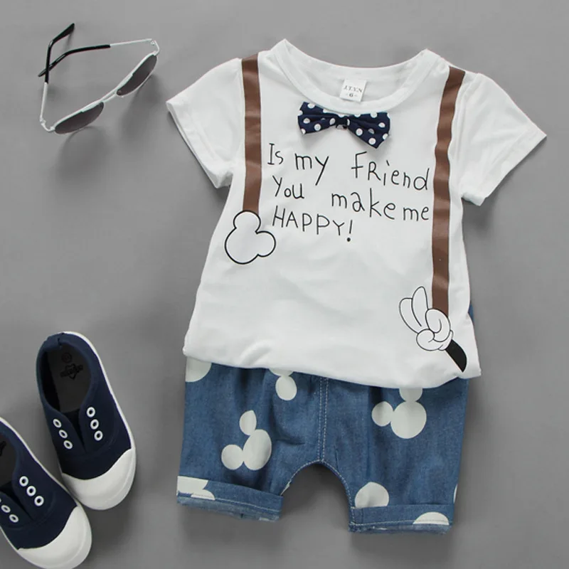 2018 Summer New Children's Clothing Children's Cartoon Printed Denim Suit Children's Short-sleeved T-shirt with Jeans Two-piece
2018 Summer New Children's Clothing Children's Cartoon Printed Denim Suit Children's Short-sleeved T-shirt with Jeans Two-piece