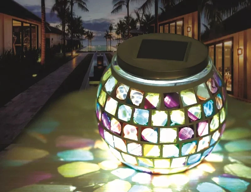 Фото Glass Ball Garden Lights Stainless Steel Solar Power Colorful LED Light Decoration Lamp | Лампы и освещение