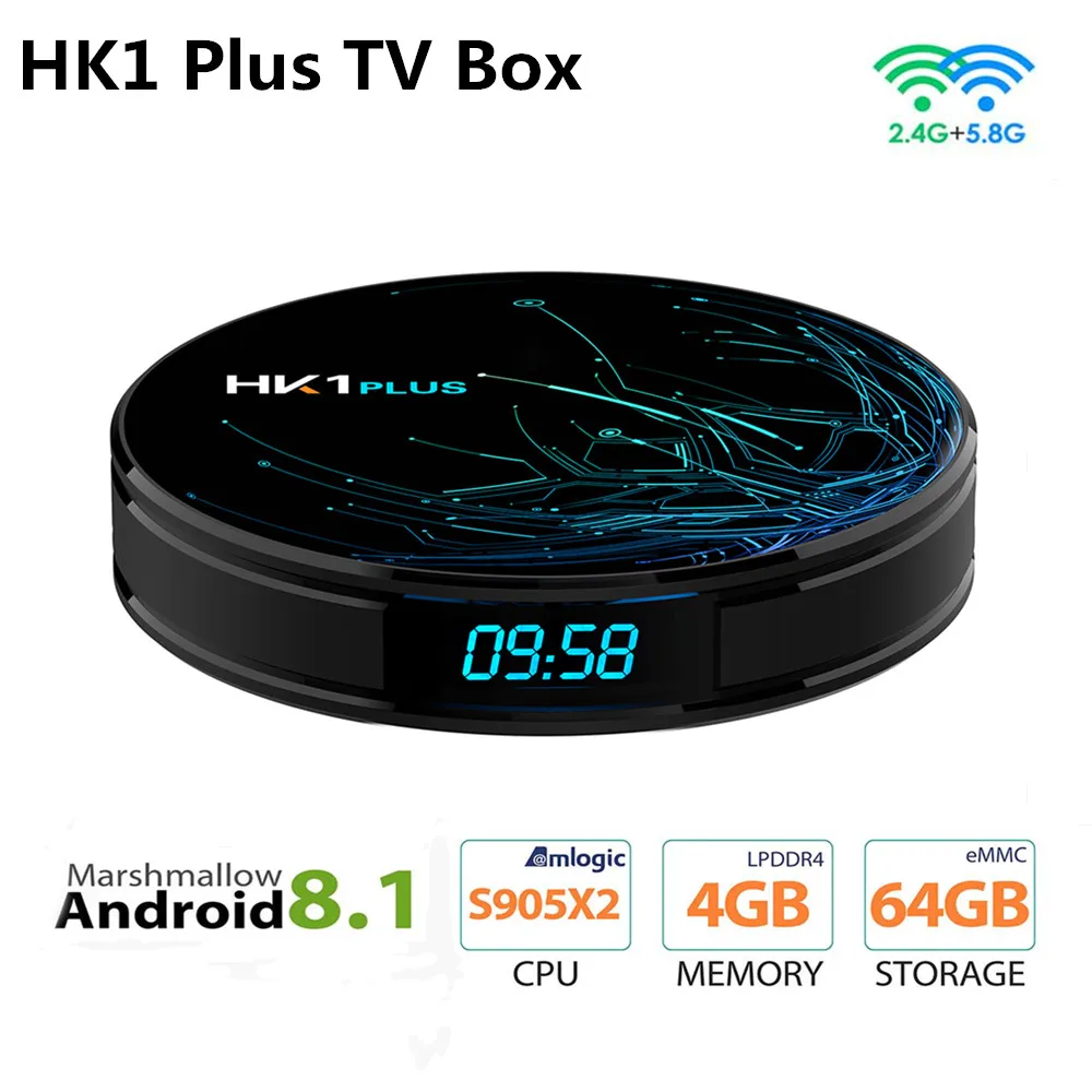 HK1 Plus TV Box Android 8.1 Amlogic S905X2 4GB 16G ROM 32G ROM 64G ROM Set Top Box BT4.0 2.4G 5.8G WiFi 100Mbps 4K VP9 Smart Box
HK1 Plus TV Box Android 8.1 Amlogic S905X2 4GB 16G ROM 32G ROM 64G ROM Set Top Box BT4.0 2.4G 5.8G WiFi 100Mbps 4K VP9 Smart Box