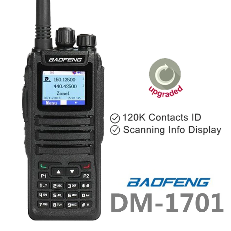 Baofeng DM-1701 DMR VHF UHF Two way Radio 3000CH SMS Dual Time Slot Dual Band Digital Analog Walkie Talkie
Baofeng DM-1701 DMR VHF UHF Two way Radio 3000CH SMS Dual Time Slot Dual Band Digital Analog Walkie Talkie