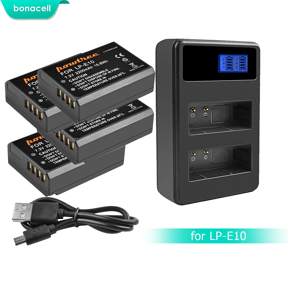 Bonacell 2200mAh LP-E10 LP E10 LPE10 Camera Battery+LCD Charger For Canon 1100D 1200D 1300D Rebel T3 T5 KISS X50 X70 Battery L10
Bonacell 2200mAh LP-E10 LP E10 LPE10 Camera Battery+LCD Charger For Canon 1100D 1200D 1300D Rebel T3 T5 KISS X50 X70 Battery L10