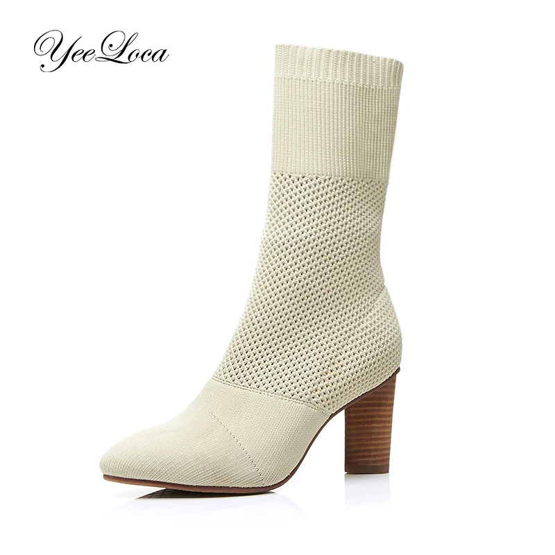 Brand Wood High Heels Ankle Boots Women Stretch Fabric Sock Boots Women Black/Green Autumn Winter Botas Mujer Elastic
Brand Wood High Heels Ankle Boots Women Stretch Fabric Sock Boots Women Black/Green Autumn Winter Botas Mujer Elastic