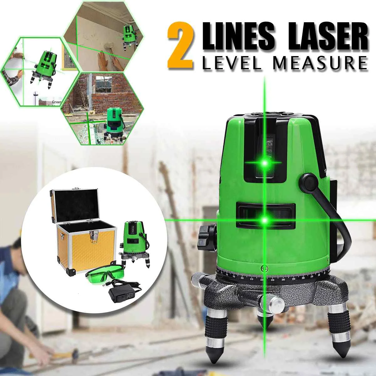 2 Line 3D Green Laser Level Self Leveling 360 Vertical Horizontal Cross Rotary Level Measuring Instruments for Construction Tool
2 Line 3D Green Laser Level Self Leveling 360 Vertical Horizontal Cross Rotary Level Measuring Instruments for Construction Tool