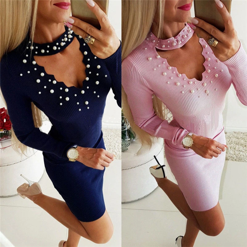 Women Dress New Arrival Pearl V Neck Long Sleeve Ladies Bodycon Dresses Sexy Club Dresses Casual Solid Women Pencil Mini Dress
Women Dress New Arrival Pearl V Neck Long Sleeve Ladies Bodycon Dresses Sexy Club Dresses Casual Solid Women Pencil Mini Dress
