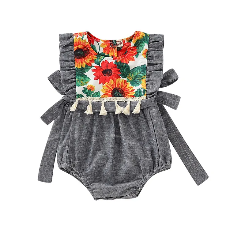 Newborn Baby Girls clothes Sunflower print Ruffle Tassel Button Bodysuit round neck sleeveless Toddler Jumpsuit one pieces
Newborn Baby Girls clothes Sunflower print Ruffle Tassel Button Bodysuit round neck sleeveless Toddler Jumpsuit one pieces
