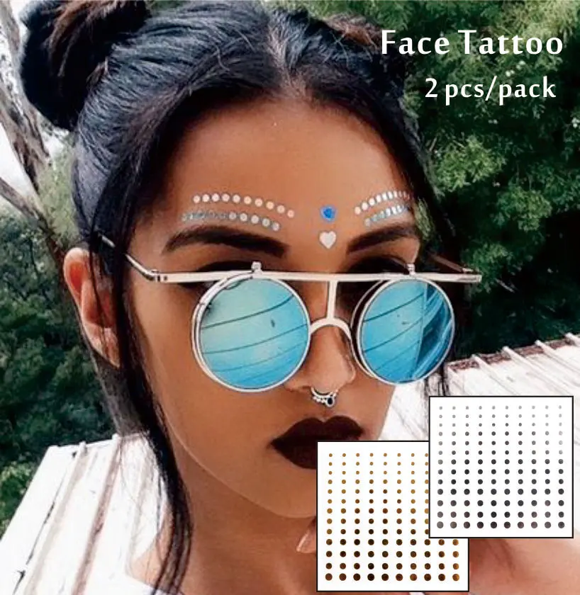 #F09 2 pcs/ Set Face Decor Tattoos, Non-toxic And Waterproof Round Dots Glitter Makeup in Coachella Valley Music Festival
#F09 2 pcs/ Set Face Decor Tattoos, Non-toxic And Waterproof Round Dots Glitter Makeup in Coachella Valley Music Festival