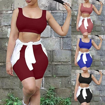Summer Women Set Sexy Backless Sexy Elastic Fitness Casual Solid Color Tank Vest Crop Tops + High Waist Short Pants
Summer Women Set Sexy Backless Sexy Elastic Fitness Casual Solid Color Tank Vest Crop Tops + High Waist Short Pants