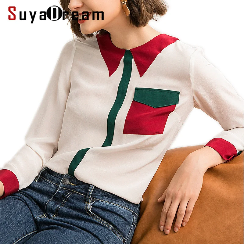 Women Silk Blouse 100% REAL SILK CREPE Blouses Heavy Silk OFFICE Lady Blouse Contrast Collar 2019 Spring White Shirt
Women Silk Blouse 100% REAL SILK CREPE Blouses Heavy Silk OFFICE Lady Blouse Contrast Collar 2019 Spring White Shirt