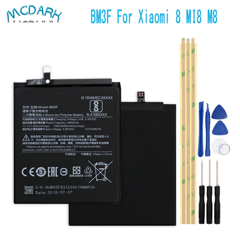 Mcdark 2900mAh BM3F Backup Battery For Xiaomi 8 MI8 M8 Transparent Exploration Edition Batteries Rechargeable +Tools
Mcdark 2900mAh BM3F Backup Battery For Xiaomi 8 MI8 M8 Transparent Exploration Edition Batteries Rechargeable +Tools