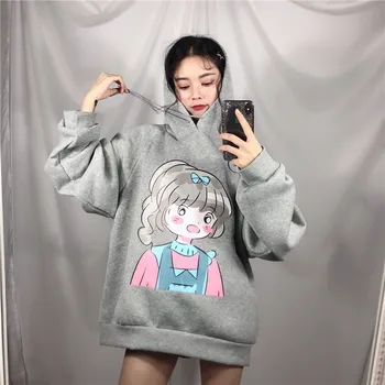Sweet Multi-color hooded Sweatshirt fashion cute Funny cartoon printing loose girlfriends BF wind plus velvet pullover Female
Sweet Multi-color hooded Sweatshirt fashion cute Funny cartoon printing loose girlfriends BF wind plus velvet pullover Female