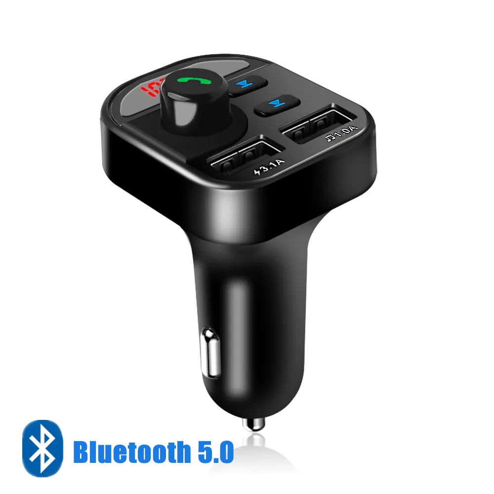 

USB AUX FM transmitter Bluetooth 5.0 Car Kit 4.1A Dual USB Phone Charger Power Adapter LCD Digital Voltage Display for 12V 24V