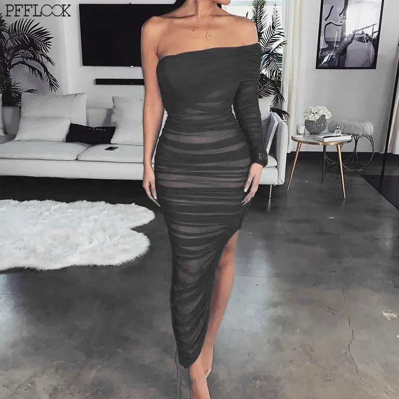 PFFLOOK Summer Pleated Ruffle Bodycon Dress Women One Shoulder Strapless Split Long Dress Sexy Solid Lace Party Dress Female
PFFLOOK Summer Pleated Ruffle Bodycon Dress Women One Shoulder Strapless Split Long Dress Sexy Solid Lace Party Dress Female