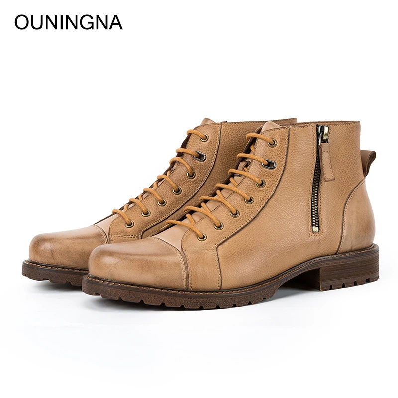 OUNINGNA High Quality Handmade Men's Shoes 2019 Autumn Winter New Western Style Cow Geuine Leather Round Toe Zipper Martin Boots
OUNINGNA High Quality Handmade Men's Shoes 2019 Autumn Winter New Western Style Cow Geuine Leather Round Toe Zipper Martin Boots