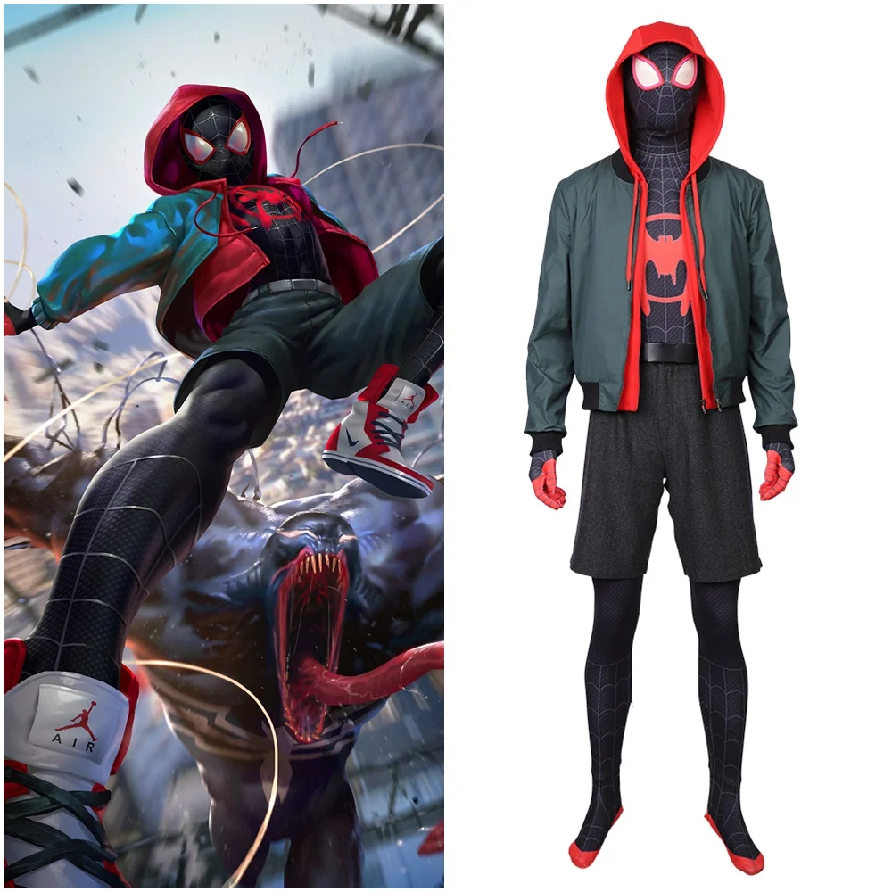 New Spider Man: Into the Spider Verse Miles Morales Cosplay Costume Jacket Outfit
New Spider Man: Into the Spider Verse Miles Morales Cosplay Costume Jacket Outfit