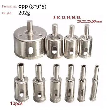 10 Piece/Set Diamond Drill Bit Metalworking Metal Drilling Tool 8-25-50mm Hole Opener Glass Ceramic Marble Brick Drill Bit Kits
10 Piece/Set Diamond Drill Bit Metalworking Metal Drilling Tool 8-25-50mm Hole Opener Glass Ceramic Marble Brick Drill Bit Kits