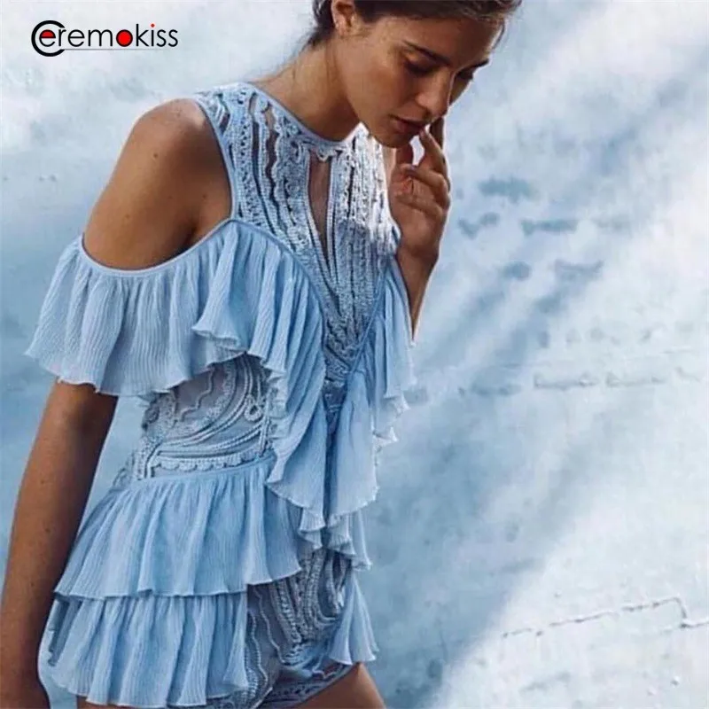 Ceremokiss Summer Lace Off Shoulder Playsuit 2019 Women Chiffon Short Jumpsuit Romper Sexy Short Sleeves Club Party Overalls
Ceremokiss Summer Lace Off Shoulder Playsuit 2019 Women Chiffon Short Jumpsuit Romper Sexy Short Sleeves Club Party Overalls