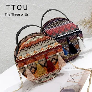 TTOU Women National Wind Tassel Handbag Autumn INS Popular Bags Travel Female Mini Circle Bolsa Lady Weave Shoulder Bag
TTOU Women National Wind Tassel Handbag Autumn INS Popular Bags Travel Female Mini Circle Bolsa Lady Weave Shoulder Bag
