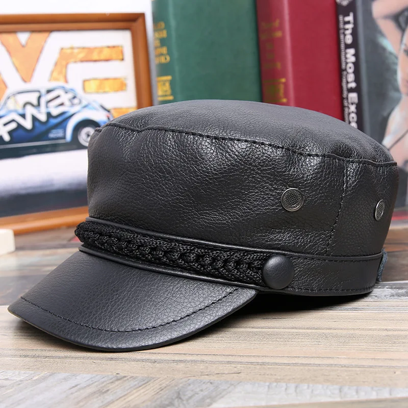 Hats Men And Women Popular Flat Roof Peaked Cap Haining Really Leather Hat Fashion Navy Hat
Hats Men And Women Popular Flat Roof Peaked Cap Haining Really Leather Hat Fashion Navy Hat