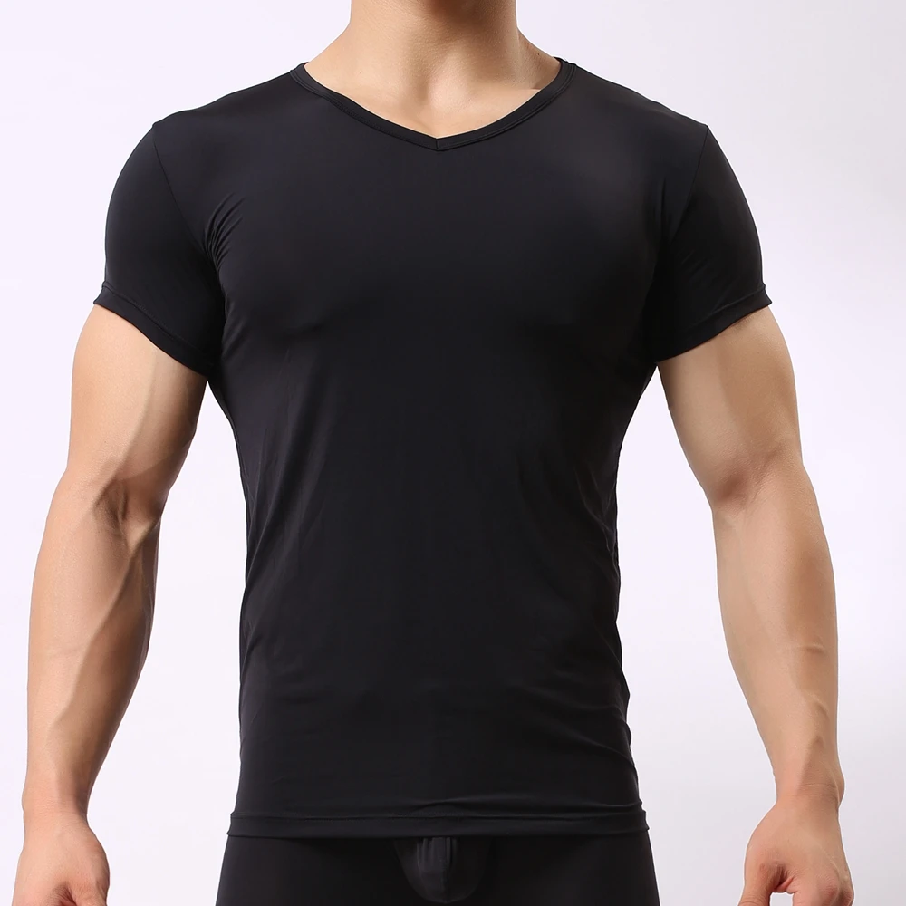 2019 Men's Undershirt Ice Silk Spandex T Shirts Male Nylon V-neck Short Sleeves Tops Ultra-thin Cool Thermal tshirt men
2019 Men's Undershirt Ice Silk Spandex T Shirts Male Nylon V-neck Short Sleeves Tops Ultra-thin Cool Thermal tshirt men