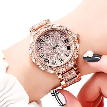 Women Rose Gold Bling Watch Roman Number Dial Stainless Steel Quartz Wristwatch Lady Female Diamond Watches Luxury reloj mujer
Women Rose Gold Bling Watch Roman Number Dial Stainless Steel Quartz Wristwatch Lady Female Diamond Watches Luxury reloj mujer