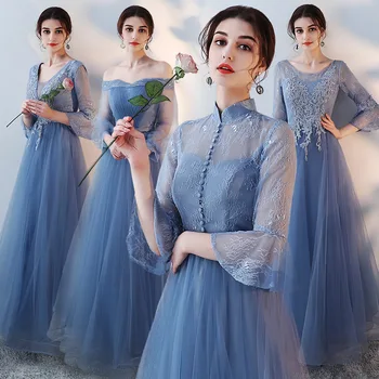 Vivian's Bridal 2019 Cheap High Quality Elegant Blue Gray A-line Bridesmaid Dress Simple Fluffy Flare Sleeve Long Chiffon Dress
Vivian's Bridal 2019 Cheap High Quality Elegant Blue Gray A-line Bridesmaid Dress Simple Fluffy Flare Sleeve Long Chiffon Dress