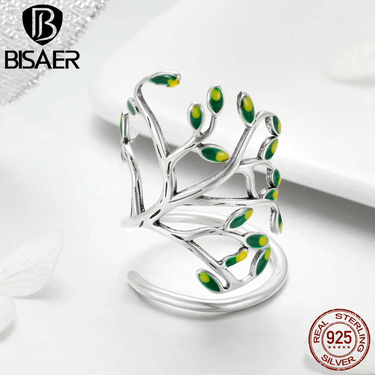 BISAER 925 Sterling Silver Tree of Life Tree Leaves Leaf Adjustable Ring Open Finger Rings for Women Silver Jewelry Anel ECR454
BISAER 925 Sterling Silver Tree of Life Tree Leaves Leaf Adjustable Ring Open Finger Rings for Women Silver Jewelry Anel ECR454